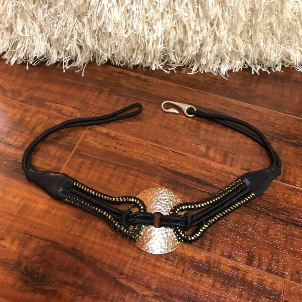 Vintage Hammered Modernist Hook Waist Belt